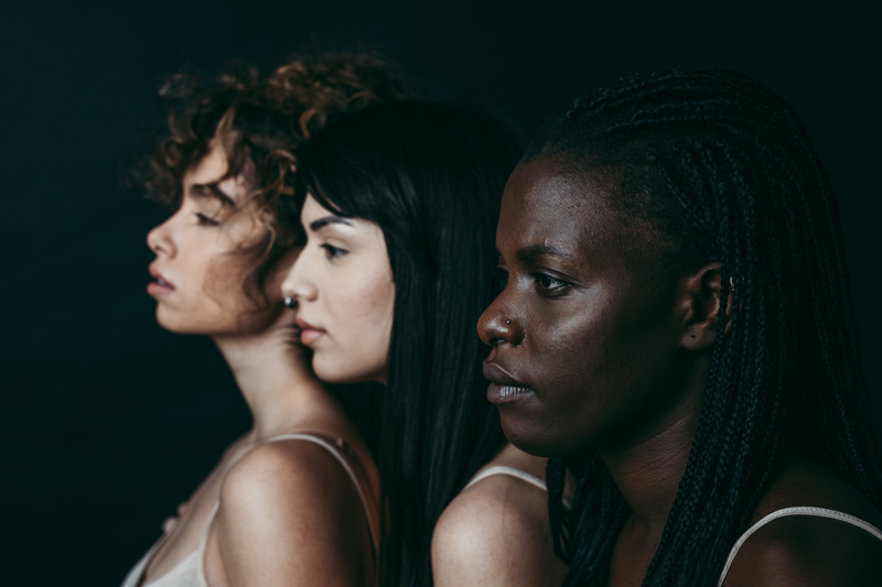 Three women of different ethnicity